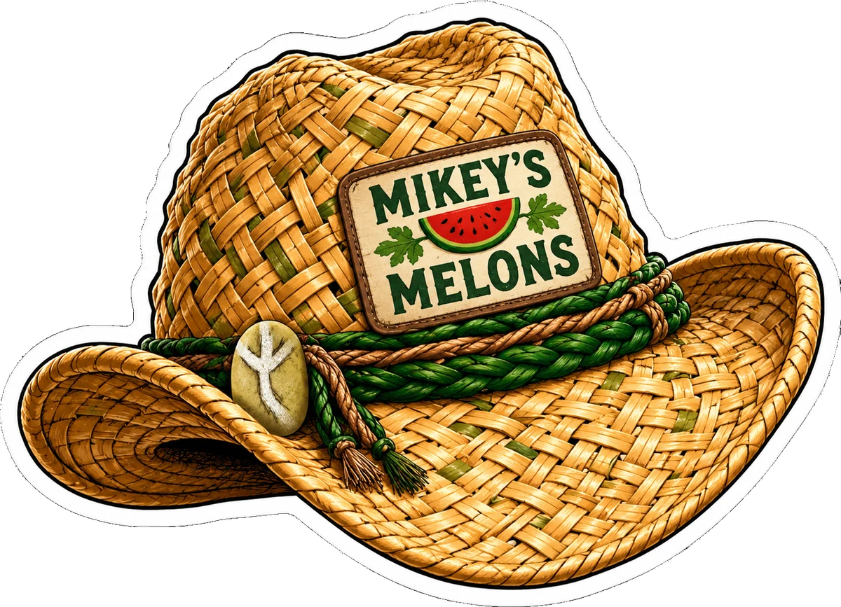 Mikey’s Melons straw hat sticker